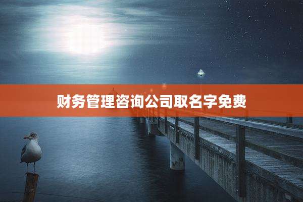 财务管理咨询公司取名字免费