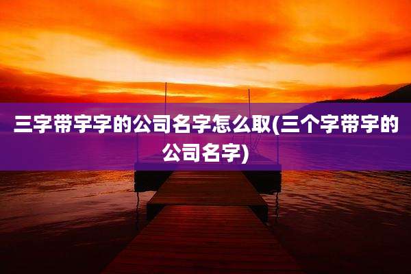 三字带宇字的公司名字怎么取(三个字带宇的公司名字)