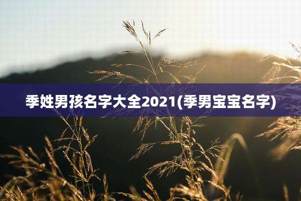 季姓男孩名字大全2021(季男宝宝名字)