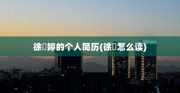 徐珺婷的个人简历(徐珺怎么读)