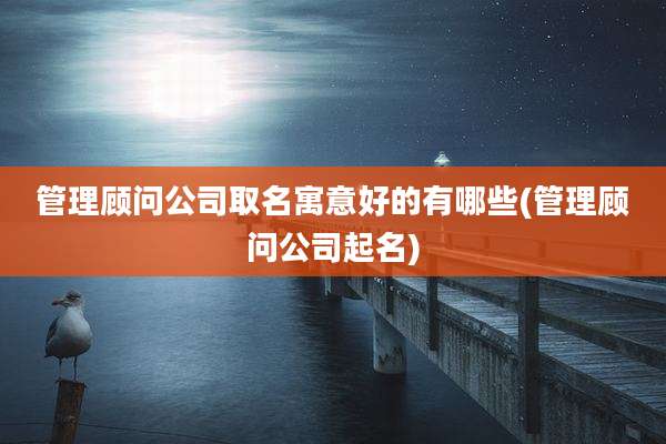 管理顾问公司取名寓意好的有哪些(管理顾问公司起名)