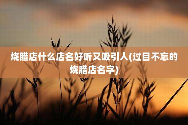 烧腊店什么店名好听又吸引人(过目不忘的烧腊店名字)