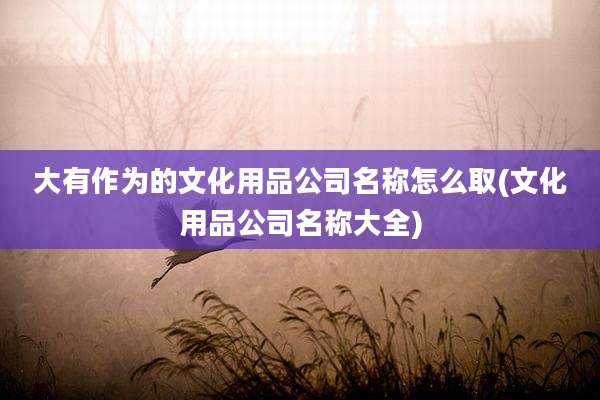 大有作为的文化用品公司名称怎么取(文化用品公司名称大全)