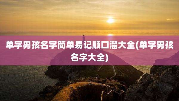 单字男孩名字简单易记顺口溜大全(单字男孩名字大全)