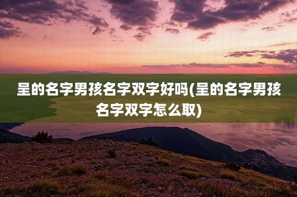 呈的名字男孩名字双字好吗(呈的名字男孩名字双字怎么取)