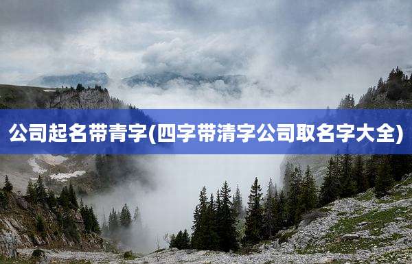 公司起名带青字(四字带清字公司取名字大全)