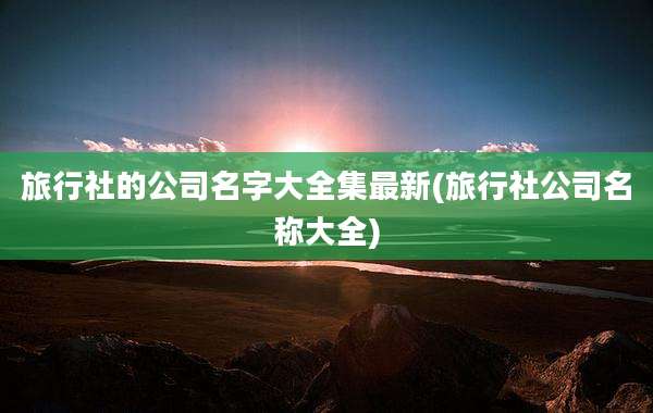 旅行社的公司名字大全集最新(旅行社公司名称大全)