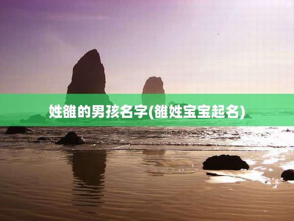 姓雒的男孩名字(雒姓宝宝起名)