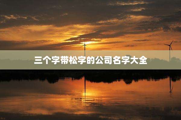三个字带松字的公司名字大全