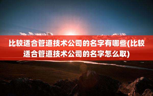比较适合管道技术公司的名字有哪些(比较适合管道技术公司的名字怎么取)