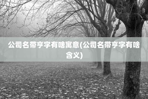 公司名带亨字有啥寓意(公司名带亨字有啥含义)