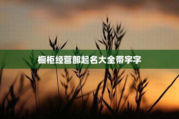 橱柜经营部起名大全带宇字