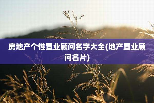房地产个性置业顾问名字大全(地产置业顾问名片)