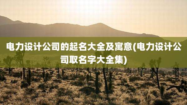 电力设计公司的起名大全及寓意(电力设计公司取名字大全集)