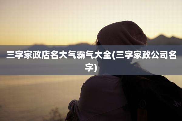 三字家政店名大气霸气大全(三字家政公司名字)