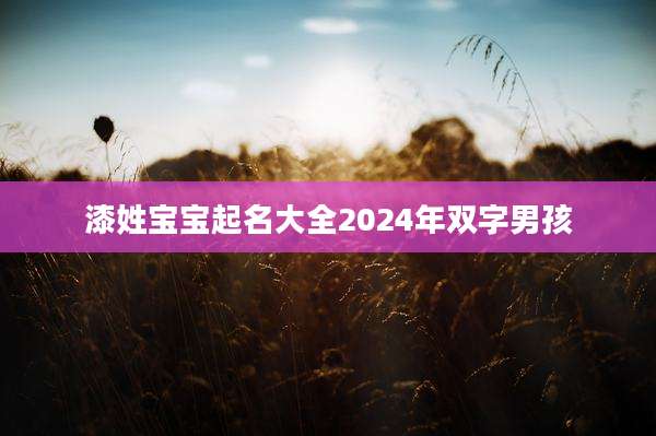 漆姓宝宝起名大全2024年双字男孩