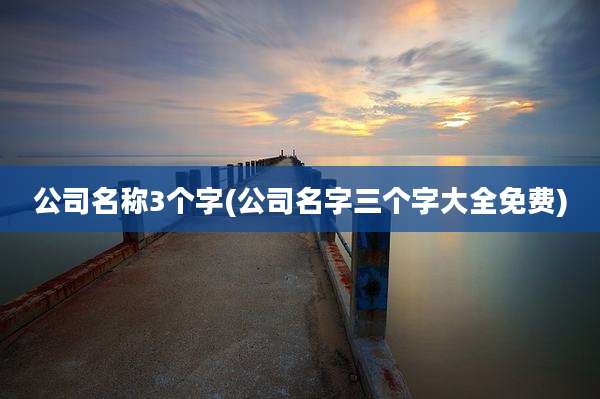 公司名称3个字(公司名字三个字大全免费)