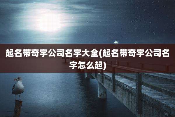 起名带奇字公司名字大全(起名带奇字公司名字怎么起)