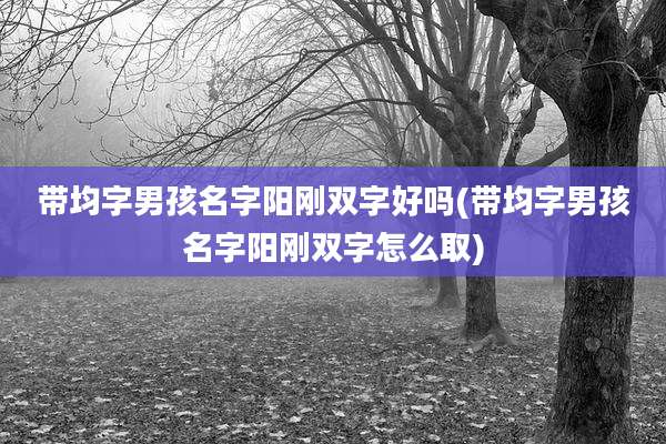 带均字男孩名字阳刚双字好吗(带均字男孩名字阳刚双字怎么取)