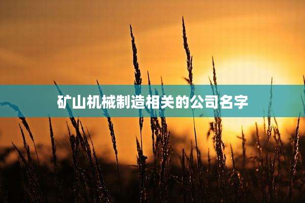 矿山机械制造相关的公司名字