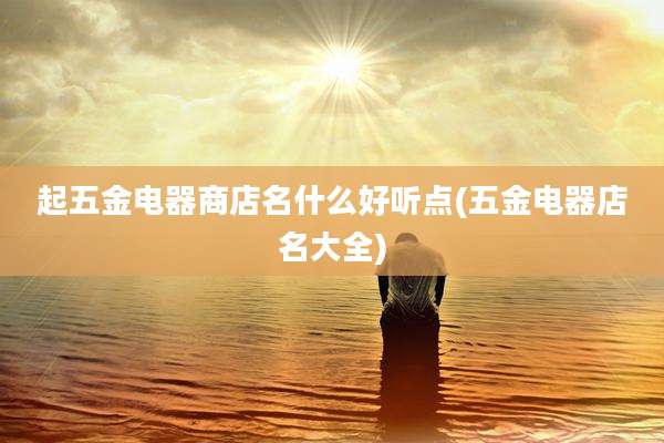 起五金电器商店名什么好听点(五金电器店名大全)