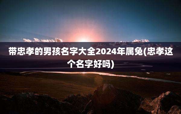 带忠孝的男孩名字大全2024年属兔(忠孝这个名字好吗)