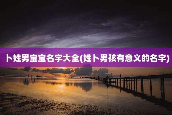 卜姓男宝宝名字大全(姓卜男孩有意义的名字)