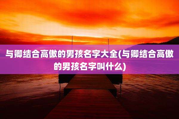 与卿结合高傲的男孩名字大全(与卿结合高傲的男孩名字叫什么)