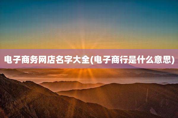 电子商务网店名字大全(电子商行是什么意思)