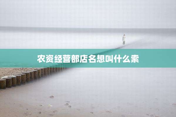 农资经营部店名想叫什么索