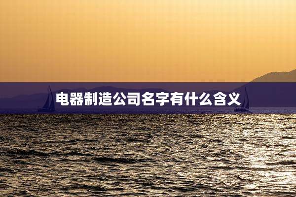 电器制造公司名字有什么含义
