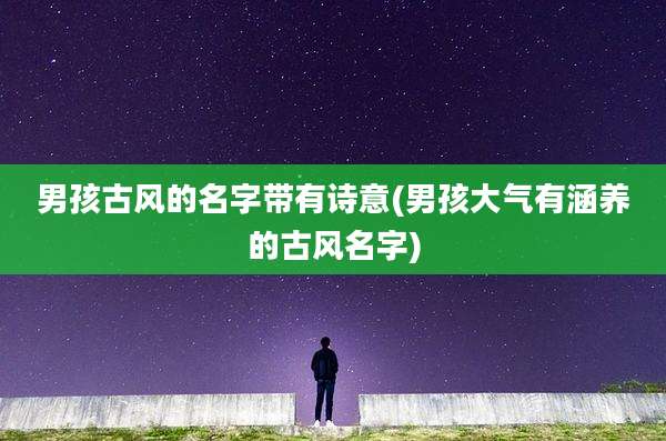 男孩古风的名字带有诗意(男孩大气有涵养的古风名字)
