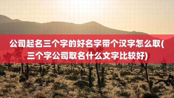 公司起名三个字的好名字带个汉字怎么取(三个字公司取名什么文字比较好)