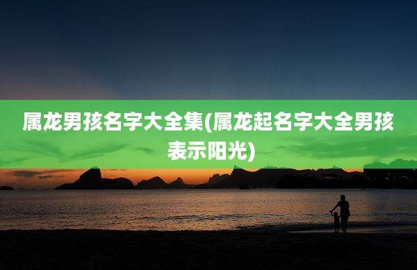 属龙男孩名字大全集(属龙起名字大全男孩 表示阳光)