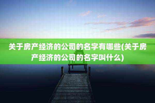 关于房产经济的公司的名字有哪些(关于房产经济的公司的名字叫什么)