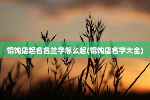 馄饨店起名名兰字怎么起(馄饨店名字大全)
