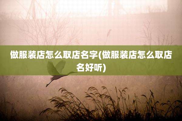 做服装店怎么取店名字(做服装店怎么取店名好听)