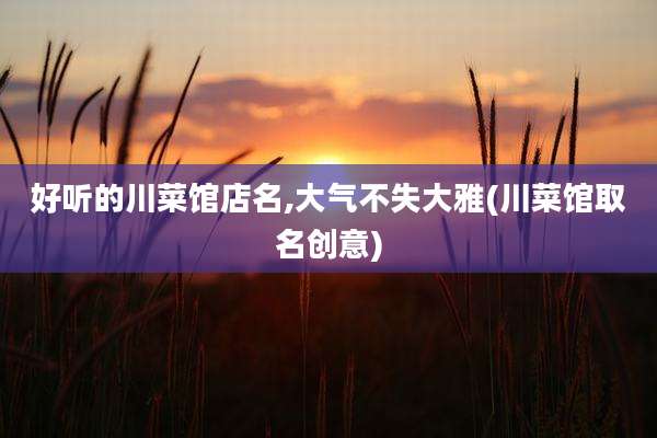 好听的川菜馆店名,大气不失大雅(川菜馆取名创意)