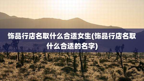 饰品行店名取什么合适女生(饰品行店名取什么合适的名字)