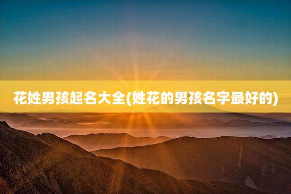 花姓男孩起名大全(姓花的男孩名字最好的)