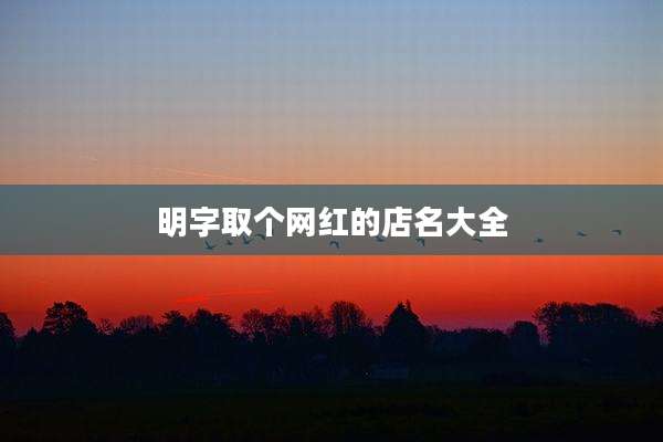 明字取个网红的店名大全