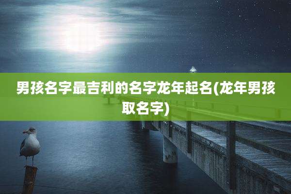 男孩名字最吉利的名字龙年起名(龙年男孩取名字)