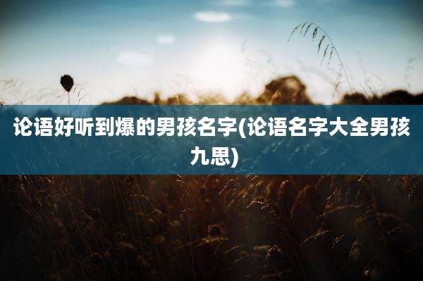 论语好听到爆的男孩名字(论语名字大全男孩 九思)