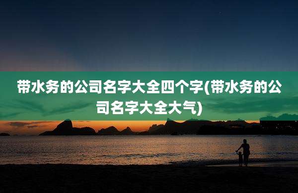 带水务的公司名字大全四个字(带水务的公司名字大全大气)