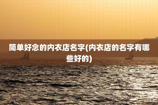 简单好念的内衣店名字(内衣店的名字有哪些好的)