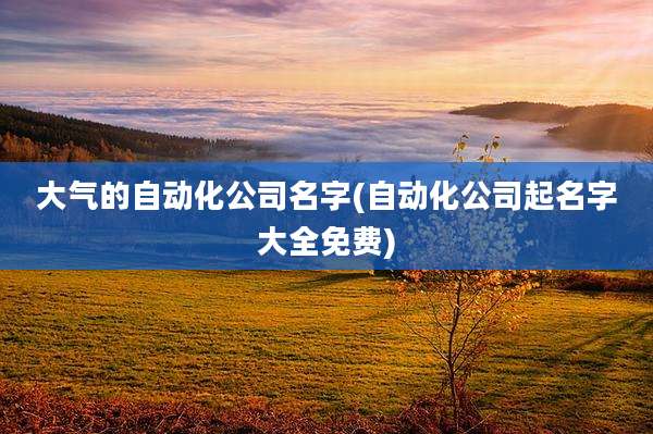 大气的自动化公司名字(自动化公司起名字大全免费)