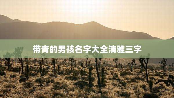 带青的男孩名字大全清雅三字