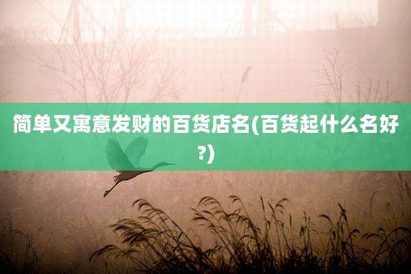 简单又寓意发财的百货店名(百货起什么名好?)