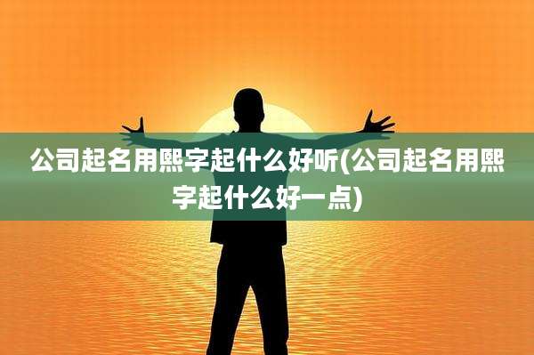 公司起名用熙字起什么好听(公司起名用熙字起什么好一点)