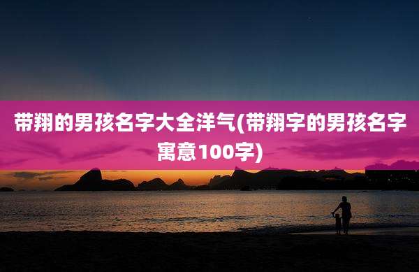 带翔的男孩名字大全洋气(带翔字的男孩名字寓意100字)